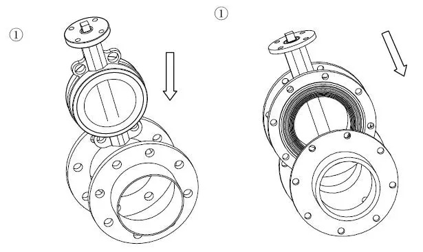 開(kāi)關(guān)型電動(dòng)蝶閥安裝示意圖